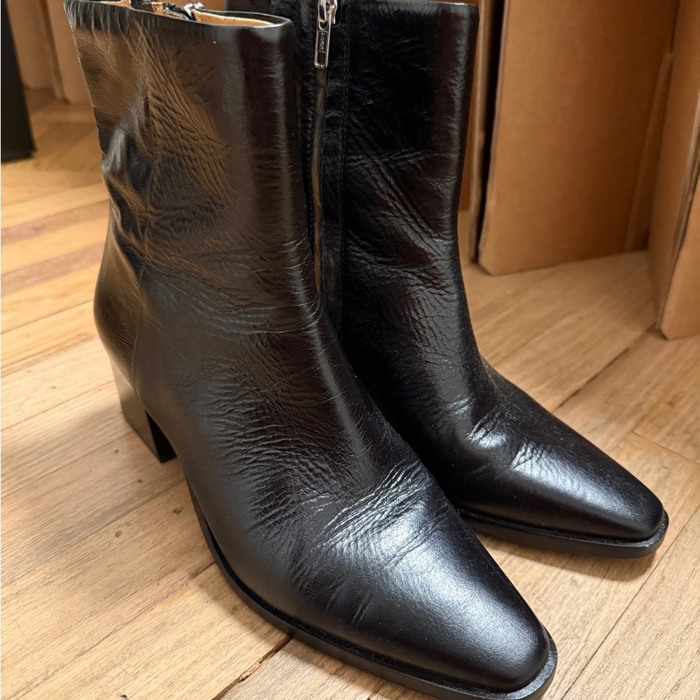 Madewell Ardin Black Ankle Leather Boots